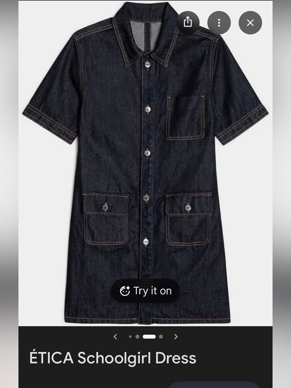 Etica Dark Indigo Denim Button-Front Mini Dress